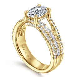 Gabriel & Co. Brinne - 14K Yellow Gold Three Row Oval Diamond Engagement Ring