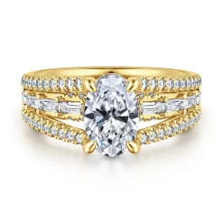 Gabriel & Co. Brinne - 14K Yellow Gold Three Row Oval Diamond Engagement Ring