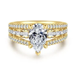 Online Gabriel & Co. Brinne - 14K Yellow Gold Three Row Pear Shape Diamond Engagement Ring