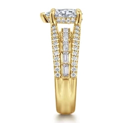 Online Gabriel & Co. Brinne - 14K Yellow Gold Three Row Pear Shape Diamond Engagement Ring