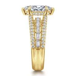 New Gabriel & Co. Brinne - 14K Yellow Gold Three Row Marquise Shape Diamond Engagement Ring