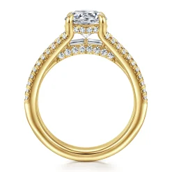 Outlet Gabriel & Co. Brinne - 14K Yellow Gold Three Row Round Diamond Engagement Ring