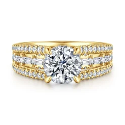 Outlet Gabriel & Co. Brinne - 14K Yellow Gold Three Row Round Diamond Engagement Ring