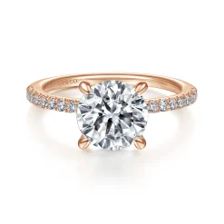 Hot Gabriel & Co. Broderick - 14K Rose Gold Round Diamond Engagement Ring