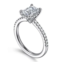 Hot Gabriel & Co. Broderick - 14K White Gold Emerald Cut Diamond Engagement Ring