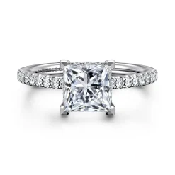 Clearance Gabriel & Co. Broderick - 14K White Gold Princess Cut Diamond Engagement Ring