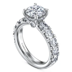 New Gabriel & Co. Broderick - 14K White Gold Round Diamond Engagement Ring