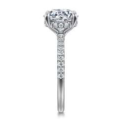 New Gabriel & Co. Broderick - 14K White Gold Round Diamond Engagement Ring