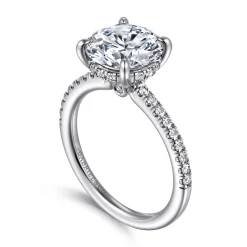 New Gabriel & Co. Broderick - 14K White Gold Round Diamond Engagement Ring