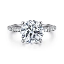 New Gabriel & Co. Broderick - 14K White Gold Round Diamond Engagement Ring