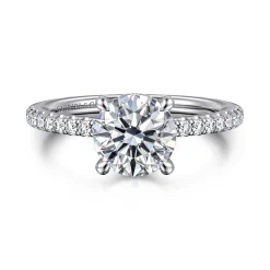 Best Gabriel & Co. Broderick - 14K White Gold Round Diamond Engagement Ring