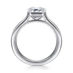 New Gabriel & Co. Brooke - 14K White Gold Emerald Cut Bezel Set Solitaire Diamond Engagement Ring