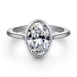 Outlet Gabriel & Co. Brooke - 14K White Gold Oval Cut Bezel Set Solitaire Diamond Engagement Ring