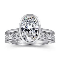 Outlet Gabriel & Co. Brooke - 14K White Gold Oval Cut Bezel Set Solitaire Diamond Engagement Ring