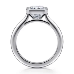 Clearance Gabriel & Co. Brooke - 14K White Gold Radiant Cut Bezel Set Solitaire Diamond Engagement Ring