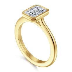 Clearance Gabriel & Co. Brooke - 14K Yellow Gold Emerald Cut Bezel Set Solitaire Diamond Engagement Ring