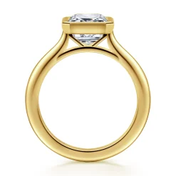 Discount Gabriel & Co. Brooke - 14K Yellow Gold Emerald Cut Bezel Set Solitaire Diamond Engagement Ring