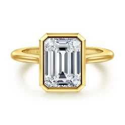 Discount Gabriel & Co. Brooke - 14K Yellow Gold Emerald Cut Bezel Set Solitaire Diamond Engagement Ring