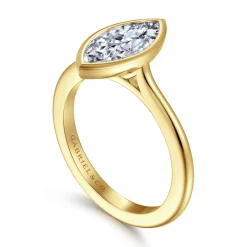 Best Gabriel & Co. Brooke - 14K Yellow Gold Marquise Cut Bezel Set Solitaire Diamond Engagement Ring