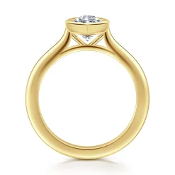 Best Gabriel & Co. Brooke - 14K Yellow Gold Marquise Cut Bezel Set Solitaire Diamond Engagement Ring
