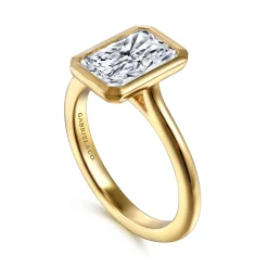 Clearance Gabriel & Co. Brooke - 14K Yellow Gold Radiant Cut Bezel Set Solitaire Diamond Engagement Ring