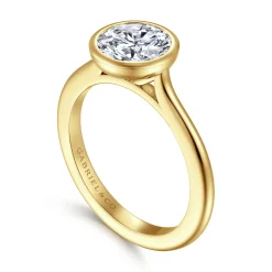 Discount Gabriel & Co. Brooke - 14K Yellow Gold Round Cut Bezel Set Solitaire Diamond Engagement Ring