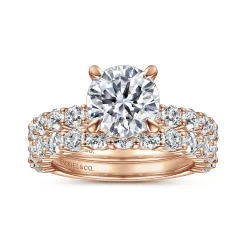 Discount Gabriel & Co. Brosnan - 14K Rose Gold Round Diamond Engagement Ring