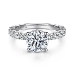 Outlet Gabriel & Co. Brosnan - 14K White Gold Round Diamond Engagement Ring