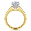 Discount Gabriel & Co. Bruno - 14K White-Yellow Gold Elongated Cushion Diamond Engagement Ring