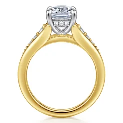 Discount Gabriel & Co. Bruno - 14K White-Yellow Gold Elongated Cushion Diamond Engagement Ring