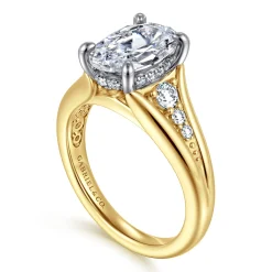 Gabriel & Co. Bruno - 14K White-Yellow Gold Oval Diamond Engagement Ring