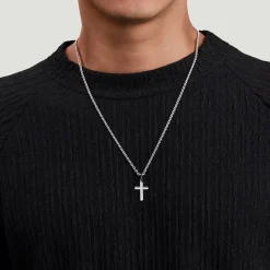 Clearance Gabriel & Co. Brushed Cross Pendant Necklace 925 Sterling Silver
