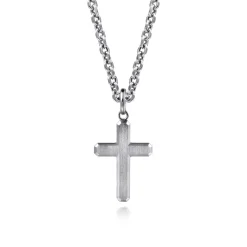 Clearance Gabriel & Co. Brushed Cross Pendant Necklace 925 Sterling Silver