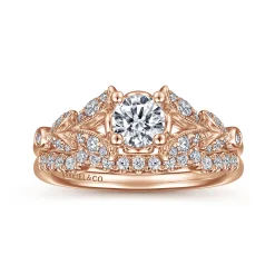 Online Gabriel & Co. Bryce - Vintage Inspired 14K Rose Gold Split Shank Round Diamond Engagement Ring