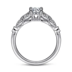 Discount Gabriel & Co. Bryce - Vintage Inspired 14K White Gold Split Shank Round Diamond Engagement Ring