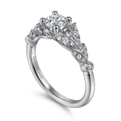 Discount Gabriel & Co. Bryce - Vintage Inspired 14K White Gold Split Shank Round Diamond Engagement Ring