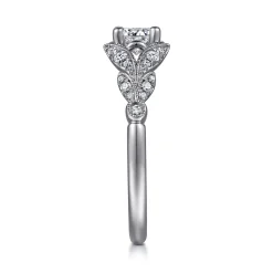 Discount Gabriel & Co. Bryce - Vintage Inspired 14K White Gold Split Shank Round Diamond Engagement Ring