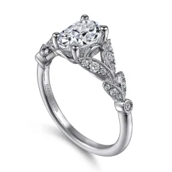 Outlet Gabriel & Co. Bryce - Vintage Inspired 14K White Gold Split Shank Oval Diamond Engagement Ring