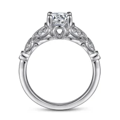 Sale Gabriel & Co. Bryce - Vintage Inspired 14K White Gold Split Shank Round Diamond Engagement Ring