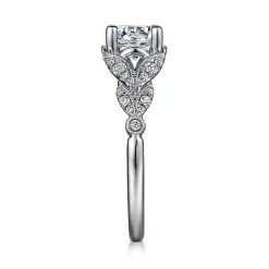 Sale Gabriel & Co. Bryce - Vintage Inspired 14K White Gold Split Shank Round Diamond Engagement Ring
