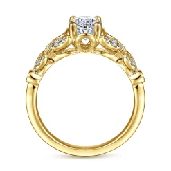 Discount Gabriel & Co. Bryce - Vintage Inspired 14K Yellow Gold Split Shank Oval Diamond Engagement Ring