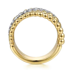 Hot Gabriel & Co. Bujukan Bold - 14K White and Yellow Gold Diamond Bujukan Multiple Row Wide Band Ring