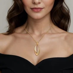 Hot Gabriel & Co. Bujukan Bold - 14K Yellow Gold Bujukan and Diamond Marquise Pendant Necklace