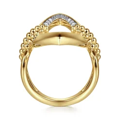 Gabriel & Co. Bujukan Bold - 14K Yellow Gold Bujukan and Diamond Marquise Ladies Ring