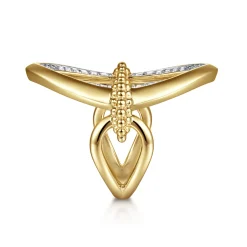 Gabriel & Co. Bujukan Bold - 14K Yellow Gold Bujukan and Diamond Marquise Ladies Ring