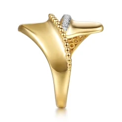 Outlet Gabriel & Co. Bujukan Bold - 14K Yellow Gold Bujukan and Diamond Bypass Ring