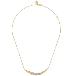 Best Gabriel & Co. Bujukan Bold - 14K Yellow Gold Bujukan and Diamond Twisted Bar Necklace