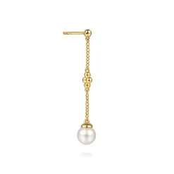 Sale Gabriel & Co. Bujukan Clover - Drop Earrings Stud 14K Yellow Gold Pearl Bujukan