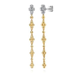 Gabriel & Co. Bujukan Clover - 14K White and Yellow Gold Bujukan and Diamond Clover Stud Drop Earrings