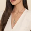 Clearance Gabriel & Co. Bujukan Clover - 14K White Yellow Gold Bujukan and Graduating Diamond Pear Shape Pendant Drop Necklace